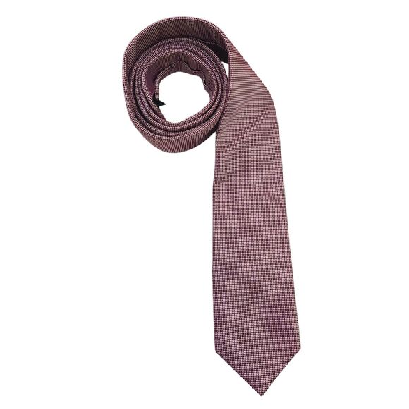 Boss Hugo Boss Tie Mens Red Pink Silk Narrow Luxury Designer Made in Italy - Picture 4 of 11